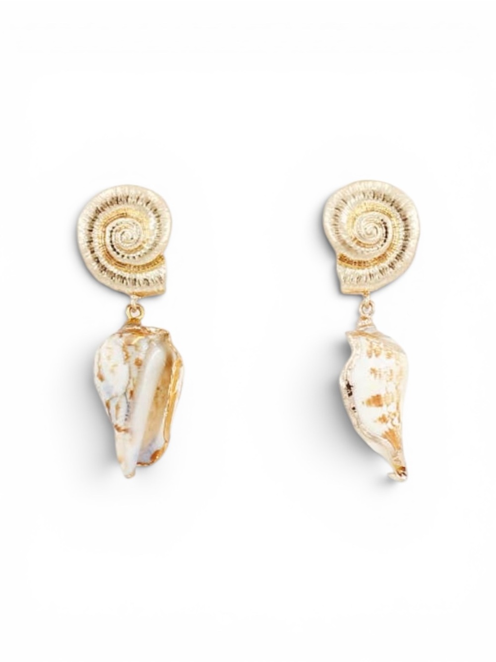 Pretty Persuasions Seashell Dangle Earrings – Coastal Gold Statement Earrings